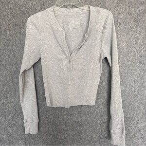 Aerie Light Gray Ribbed  Sweater top